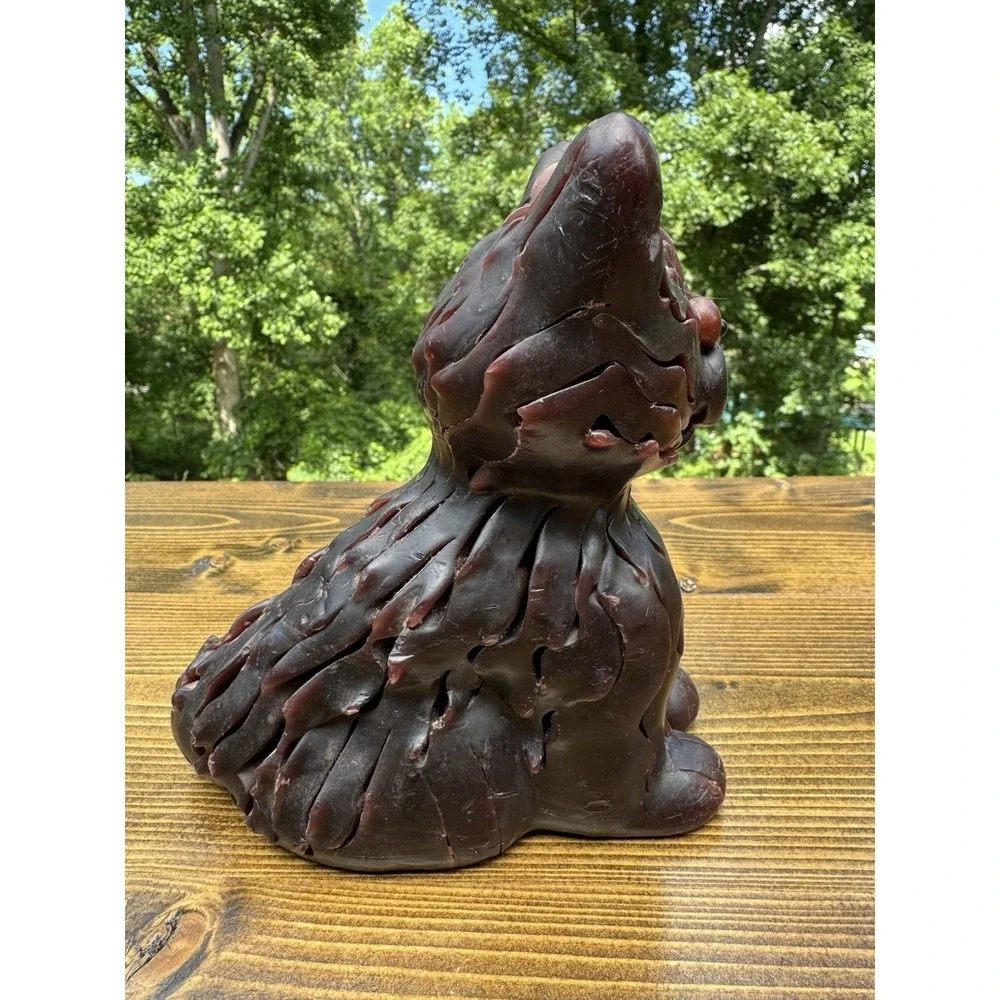 Brown Cat Candle‎ Sculpture Folk Art Kitty Figure Wax Decor 6